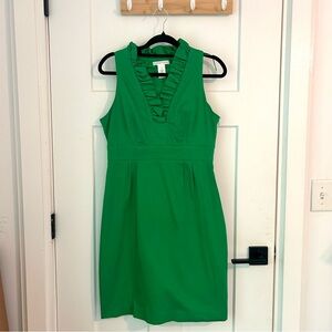 London Times Green Pleated Sheath Dress
